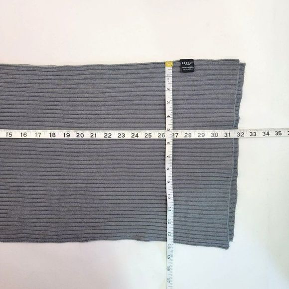 Gochu Neutral Gray Rectangle Scarf Wrap Grey Ribbed Long Comfy Warm 14x64 - Picture 6 of 6